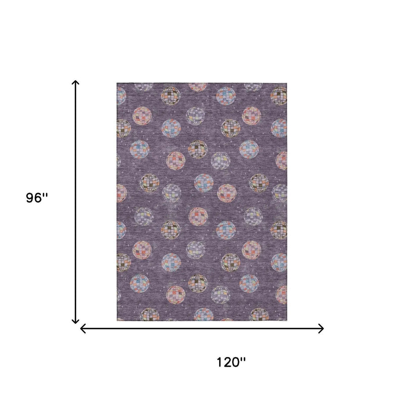 8' X 10' Plum And Purple Geometric Washable Indoor Outdoor Area Rug Homeroots Outdoor