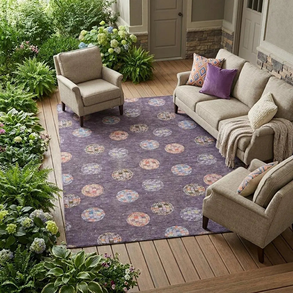 8' X 10' Plum And Purple Geometric Washable Indoor Outdoor Area Rug Homeroots Outdoor