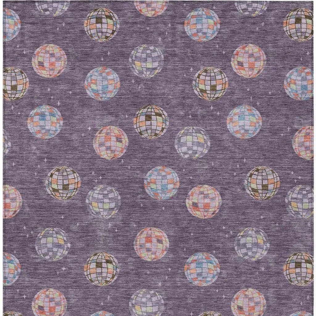 8' X 10' Plum And Purple Geometric Washable Indoor Outdoor Area Rug Homeroots Outdoor