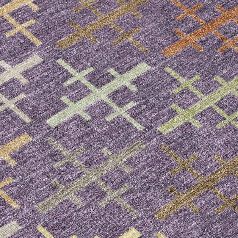 8' X 10' Plum And Purple Geometric Washable Indoor Outdoor Area Rug Homeroots Outdoor
