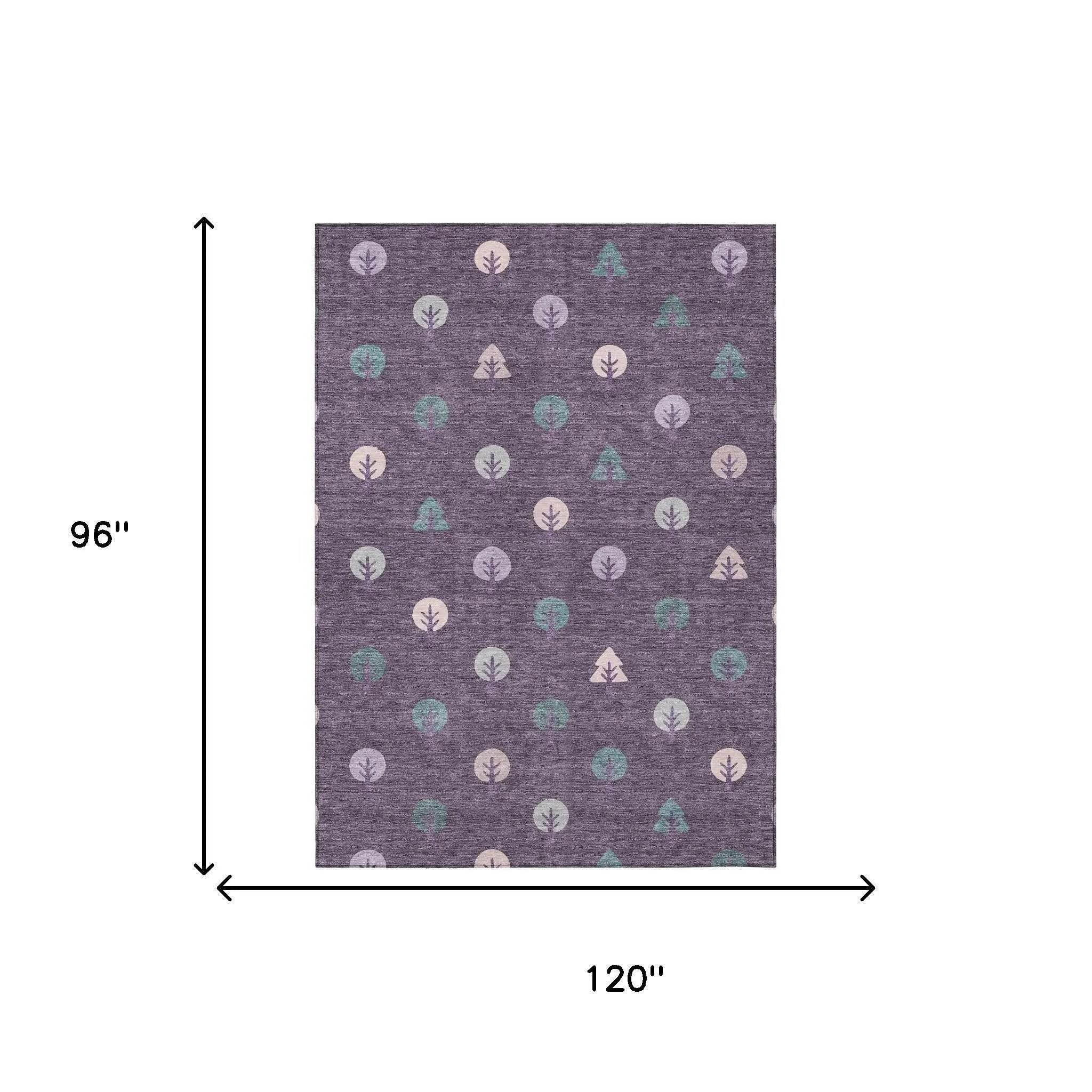 8' X 10' Plum And Purple Geometric Washable Indoor Outdoor Area Rug Homeroots Outdoor