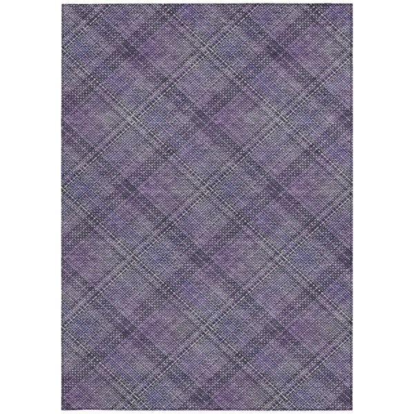 8' X 10' Plum And Purple Plaid Washable Indoor Outdoor Area Rug Homeroots Outdoor
