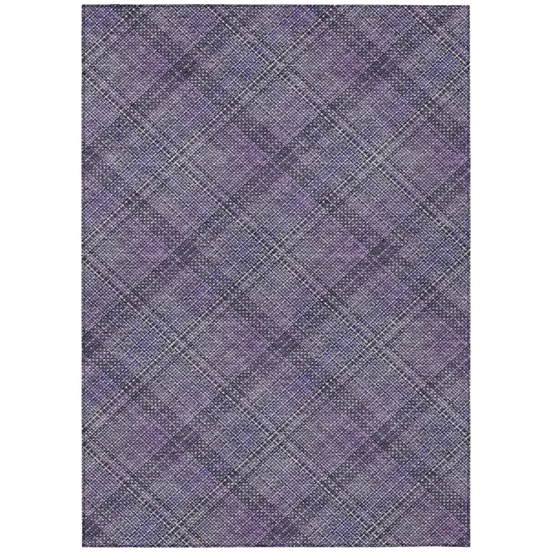 8' X 10' Plum And Purple Plaid Washable Indoor Outdoor Area Rug Homeroots Outdoor