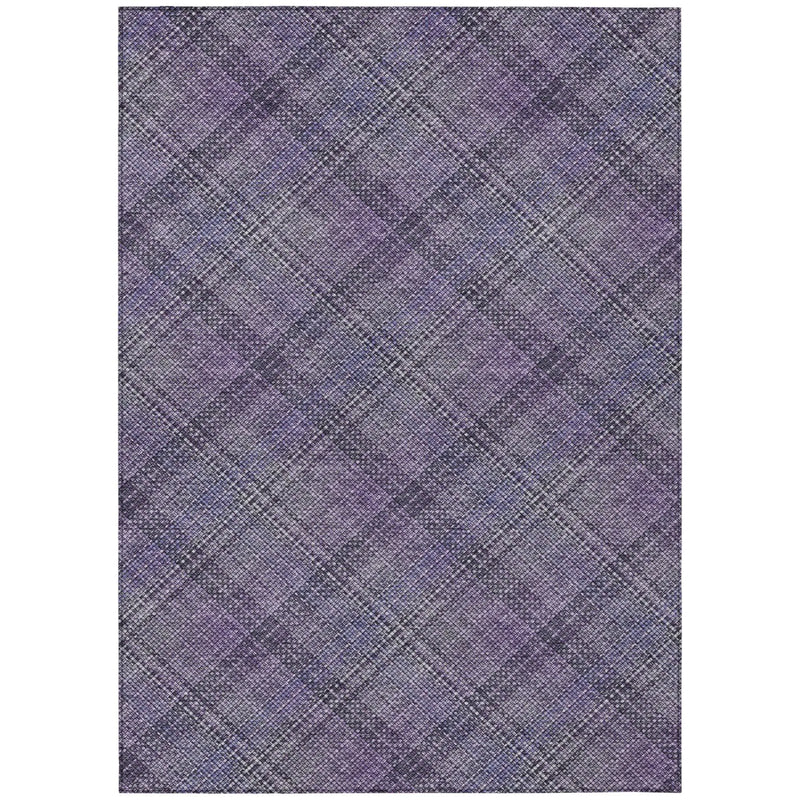 8' X 10' Plum And Purple Plaid Washable Indoor Outdoor Area Rug Homeroots Outdoor