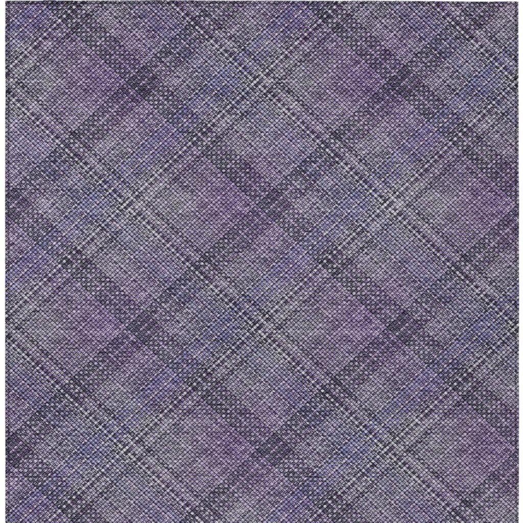 8' X 10' Plum And Purple Plaid Washable Indoor Outdoor Area Rug Homeroots Outdoor