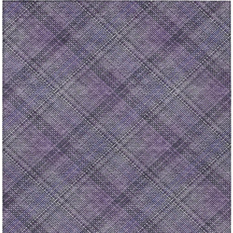 8' X 10' Plum And Purple Plaid Washable Indoor Outdoor Area Rug Homeroots Outdoor