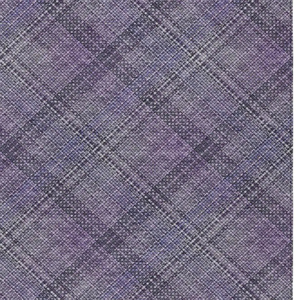 8' X 10' Plum And Purple Plaid Washable Indoor Outdoor Area Rug Homeroots Outdoor