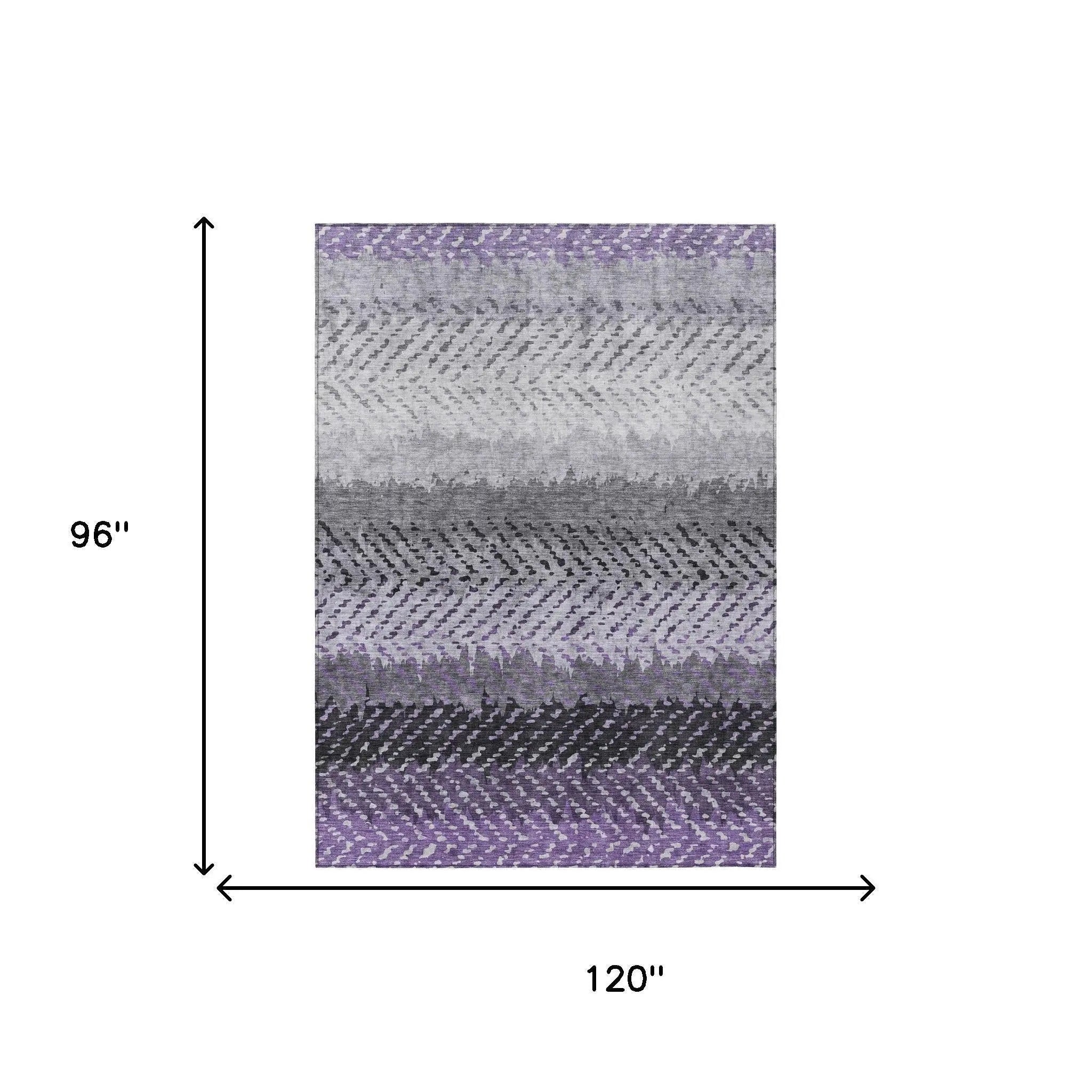 8' X 10' Plum And Purple Striped Washable Indoor Outdoor Area Rug Homeroots Outdoor