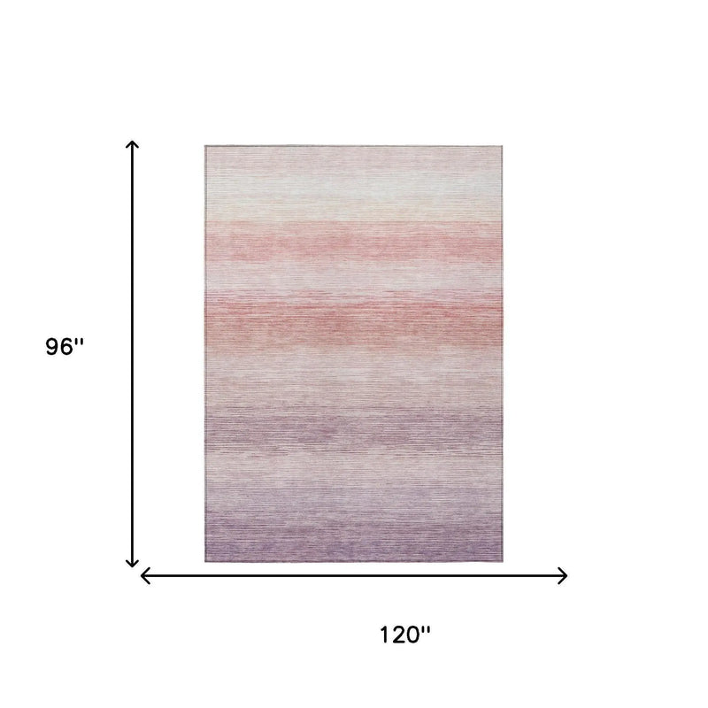 8' X 10' Plum And Purple Striped Washable Indoor Outdoor Area Rug Homeroots Outdoor