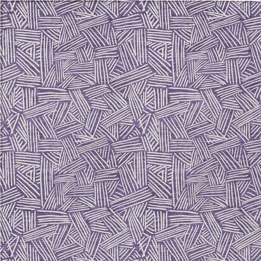 8' X 10' Purple And Beige Geometric Washable Indoor Outdoor Area Rug Homeroots Outdoor