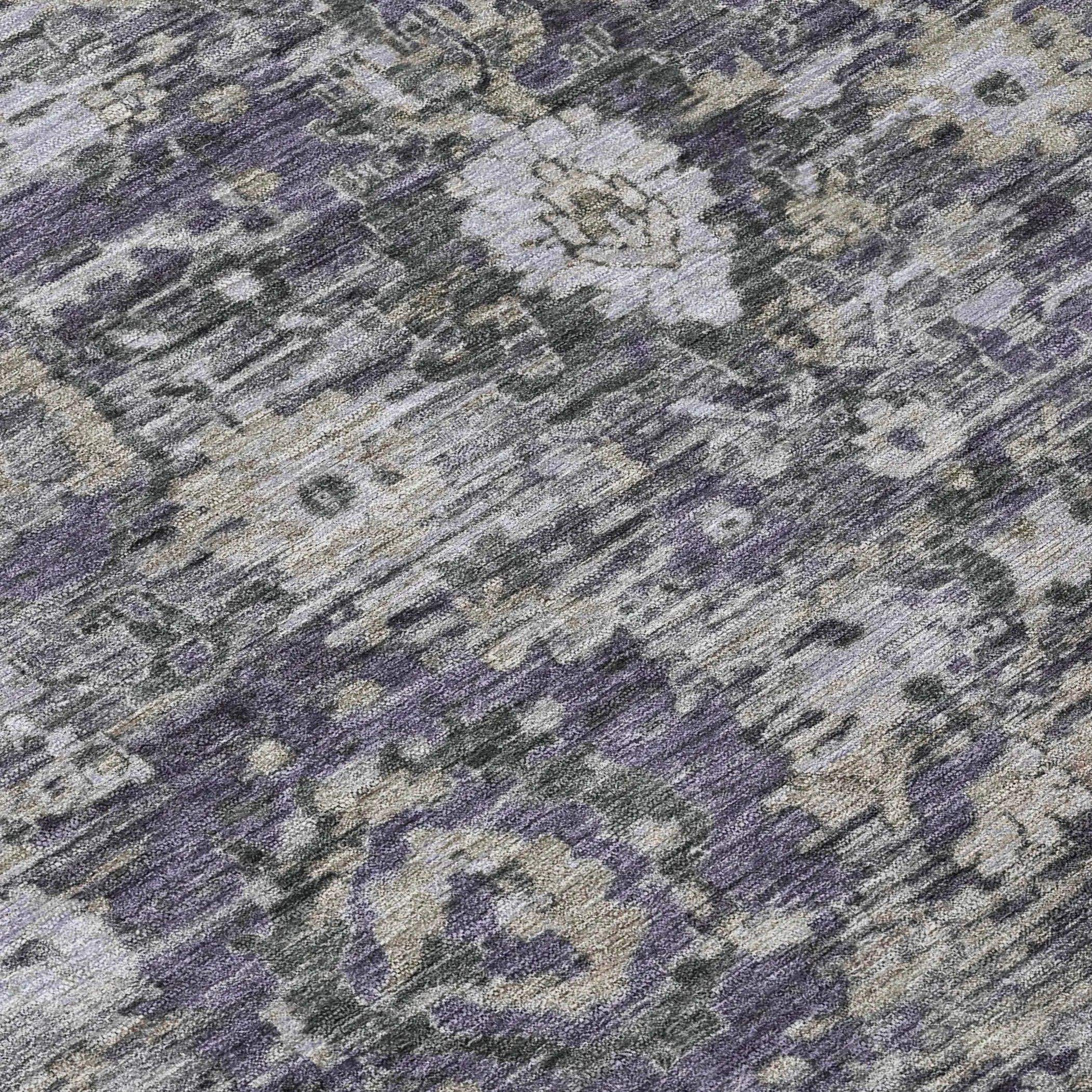 8' X 10' Purple And Gray Floral Washable Indoor Outdoor Area Rug Homeroots Outdoor