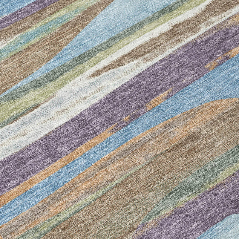 8' X 10' Purple And Green Abstract Washable Indoor Outdoor Area Rug Homeroots Outdoor