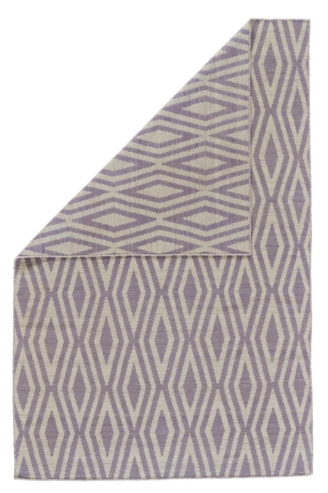 8' X 10' Purple And Ivory Wool Geometric Hand Loomed Area Rug Homeroots Home Decor