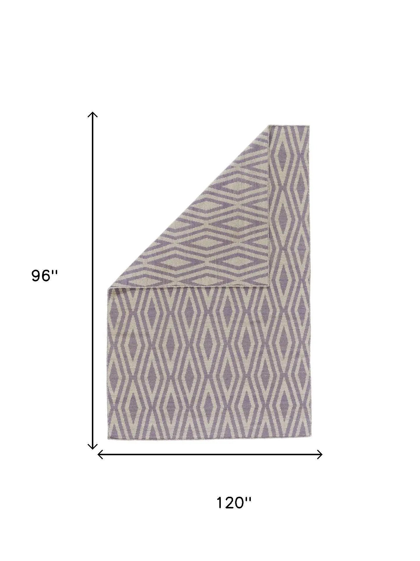 8' X 10' Purple And Ivory Wool Geometric Hand Loomed Area Rug Homeroots Home Decor