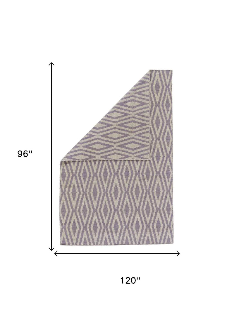 8' X 10' Purple And Ivory Wool Geometric Hand Loomed Area Rug Homeroots Home Decor