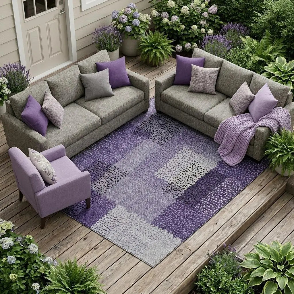 8' X 10' Purple And Lavender Abstract Washable Indoor Outdoor Area Rug Homeroots Outdoor