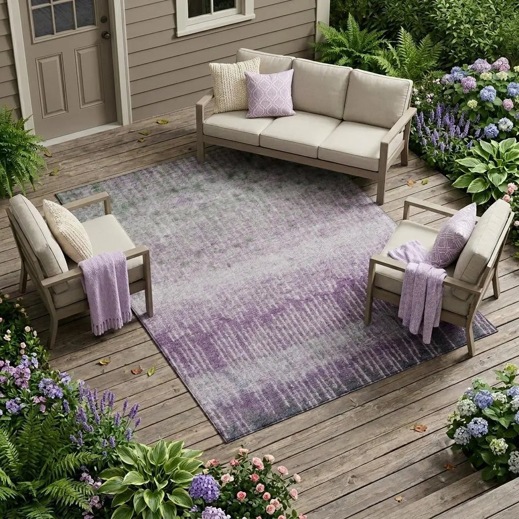 8' X 10' Purple And Lavender Abstract Washable Indoor Outdoor Area Rug Homeroots Outdoor