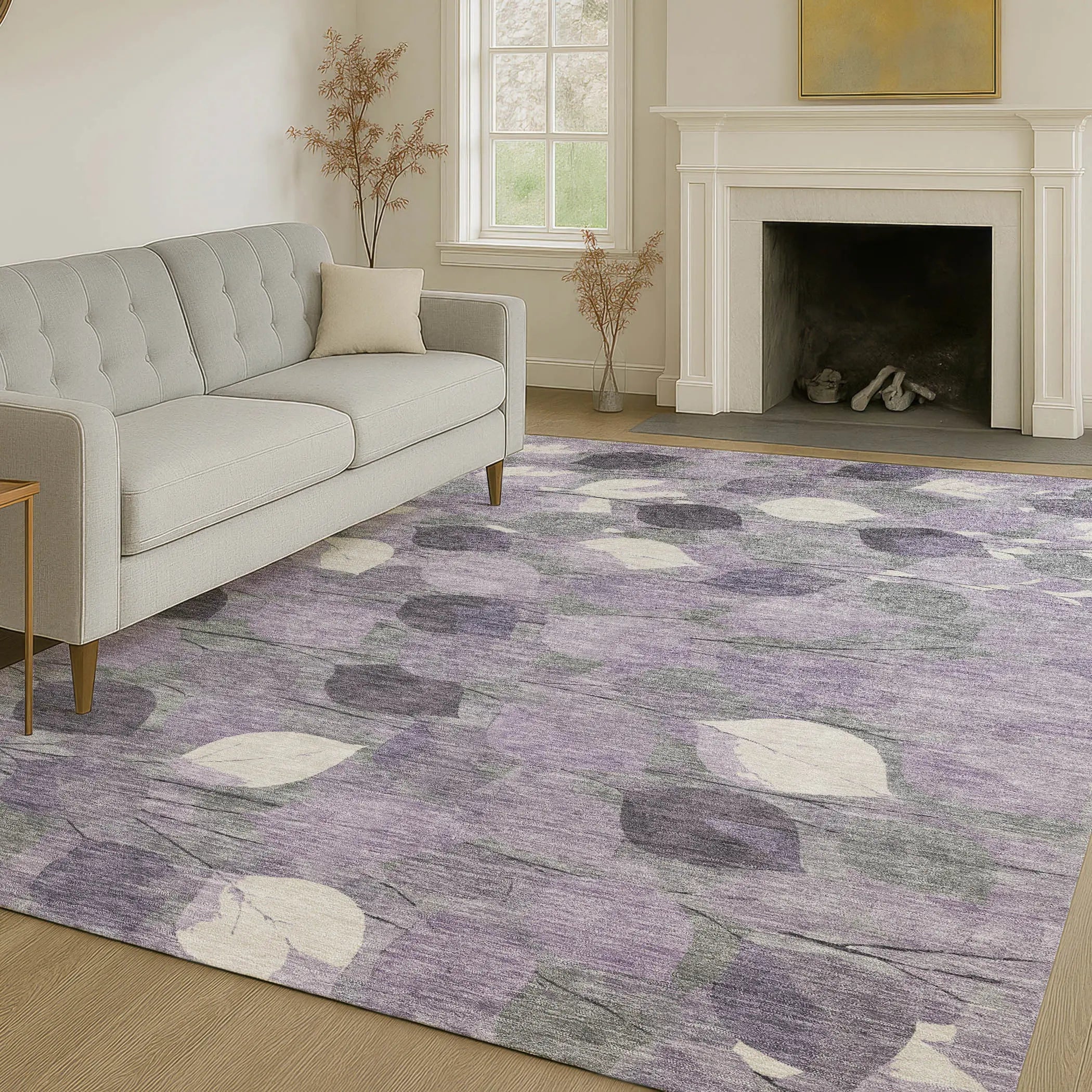 8' X 10' Purple And Lavender Floral Washable Indoor Outdoor Area Rug Homeroots Outdoor