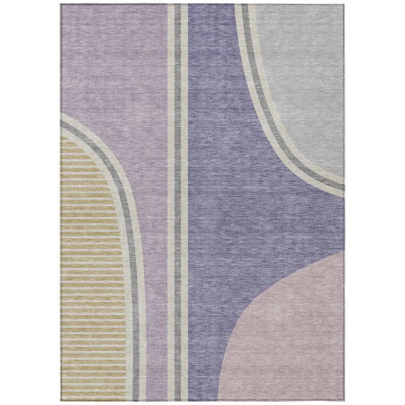 8' X 10' Purple And Lavender Geometric Washable Indoor Outdoor Area Rug Homeroots Outdoor