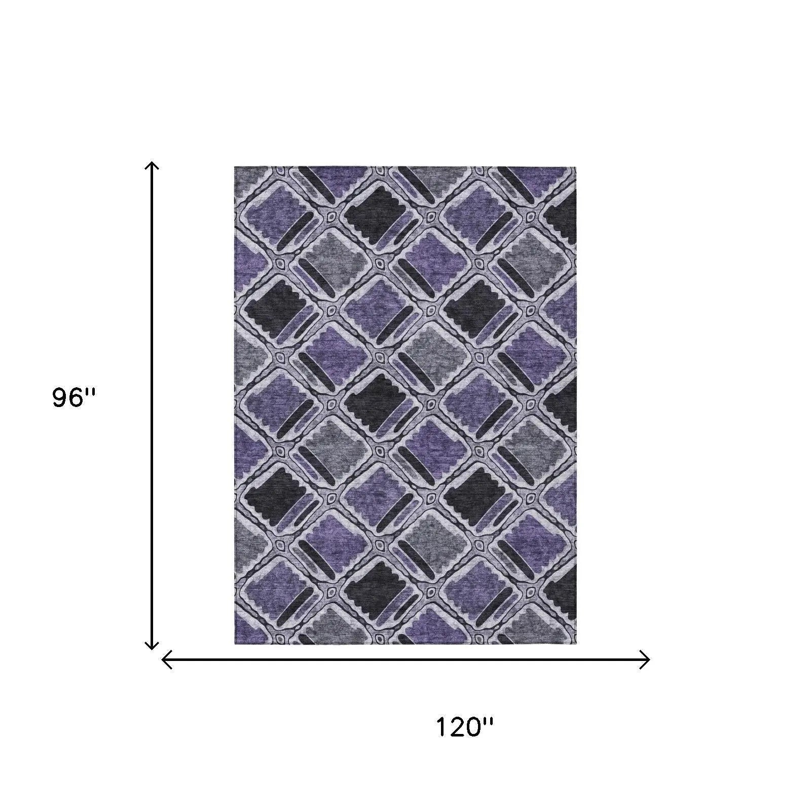 8' X 10' Purple And Lavender Geometric Washable Indoor Outdoor Area Rug Homeroots Outdoor