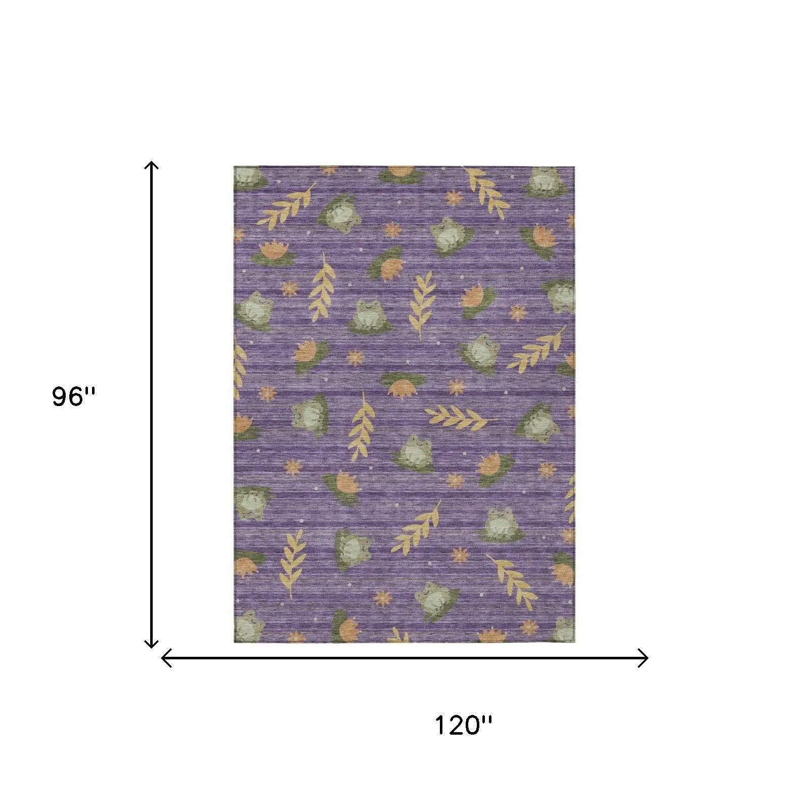 8' X 10' Purple And Lilac Botanical Leaves Washable Indoor Outdoor Area Rug Homeroots Outdoor