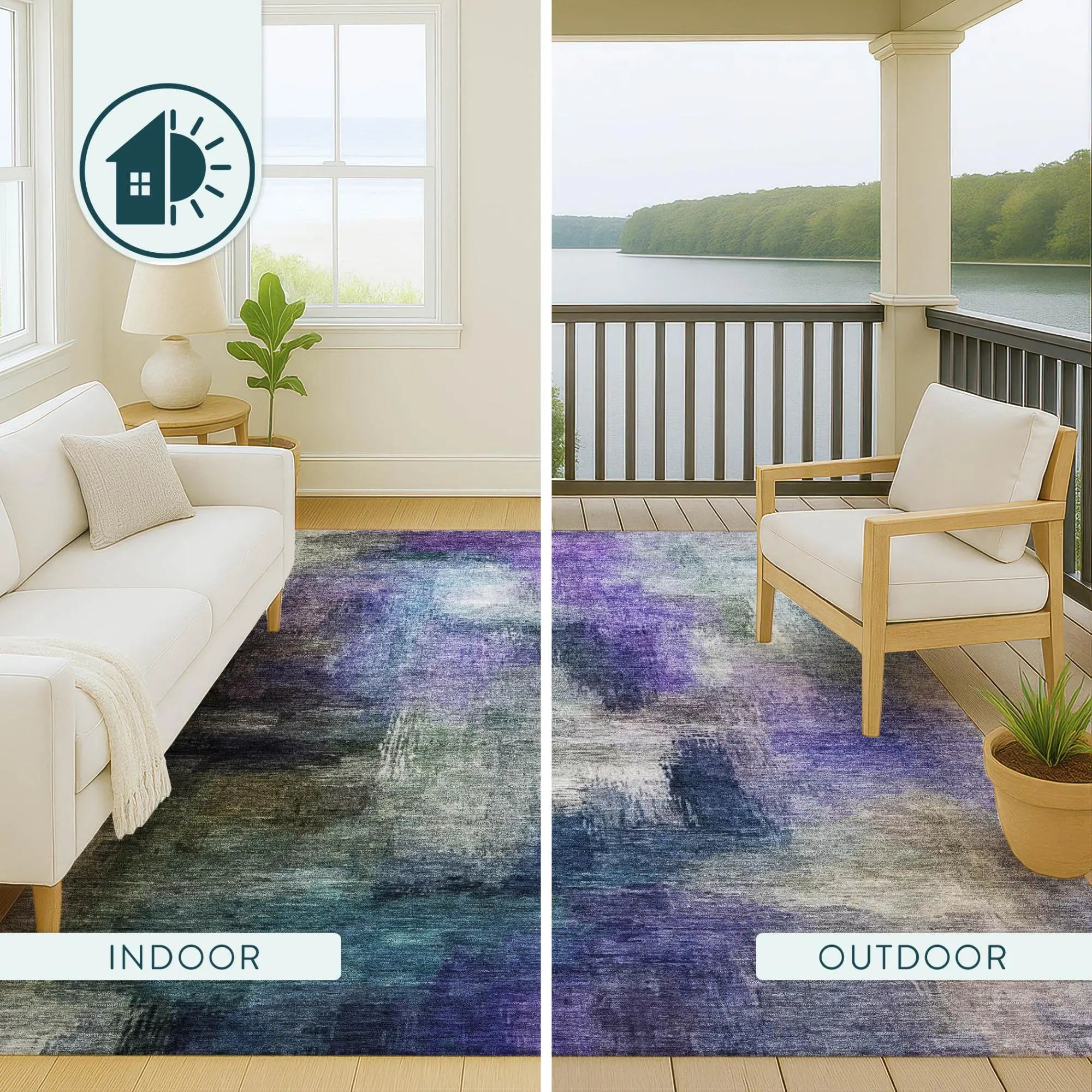 8' X 10' Purple And Pewter Abstract Washable Indoor Outdoor Area Rug Homeroots Outdoor