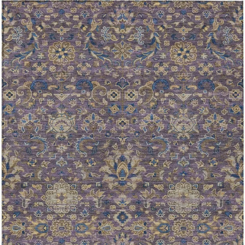 8' X 10' Purple And Plum Floral Medallion Washable Indoor Outdoor Area Rug Homeroots Outdoor