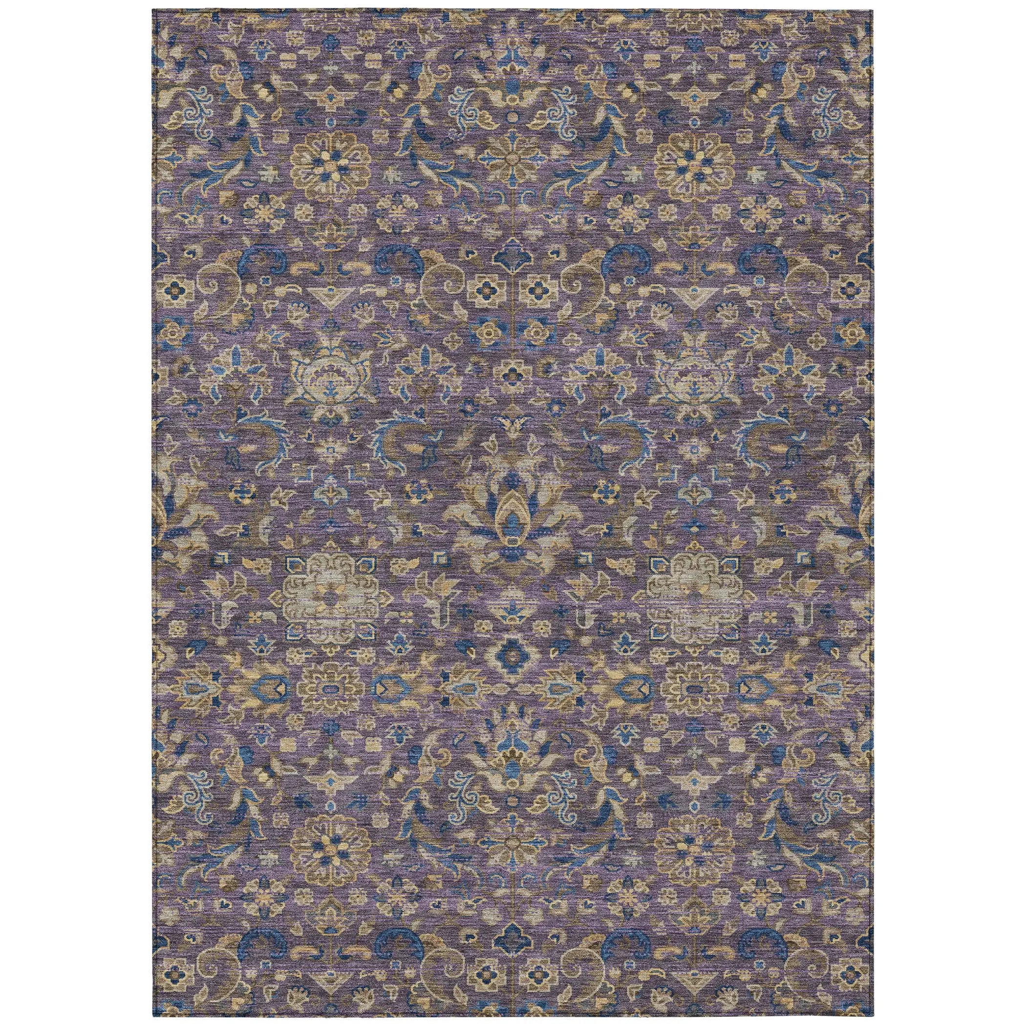 8' X 10' Purple And Plum Floral Medallion Washable Indoor Outdoor Area Rug Homeroots Outdoor