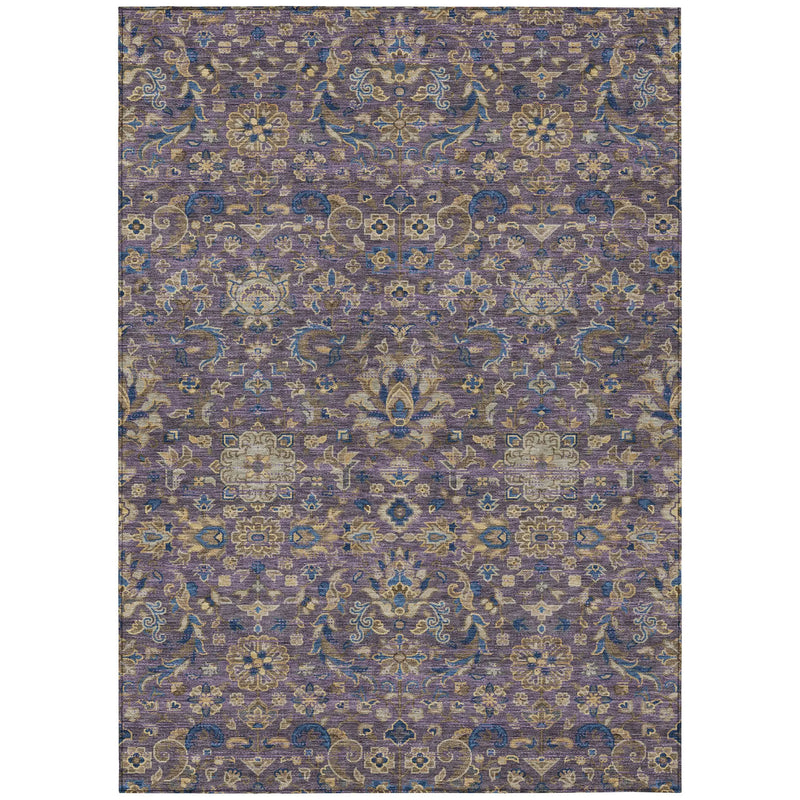 8' X 10' Purple And Plum Floral Medallion Washable Indoor Outdoor Area Rug Homeroots Outdoor