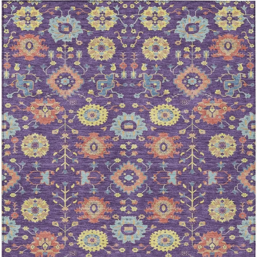 8' X 10' Purple And Plum Geometric Washable Indoor Outdoor Area Rug Homeroots Outdoor