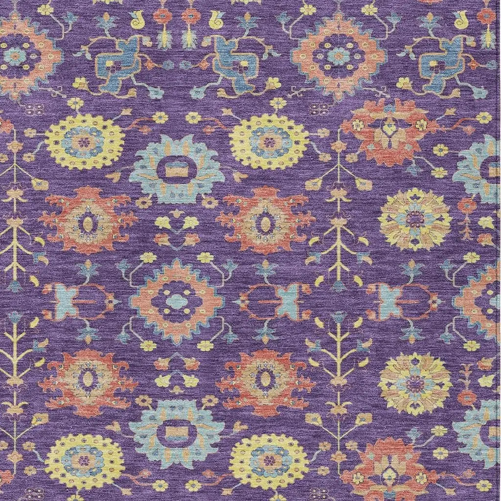8' X 10' Purple And Plum Geometric Washable Indoor Outdoor Area Rug Homeroots Outdoor