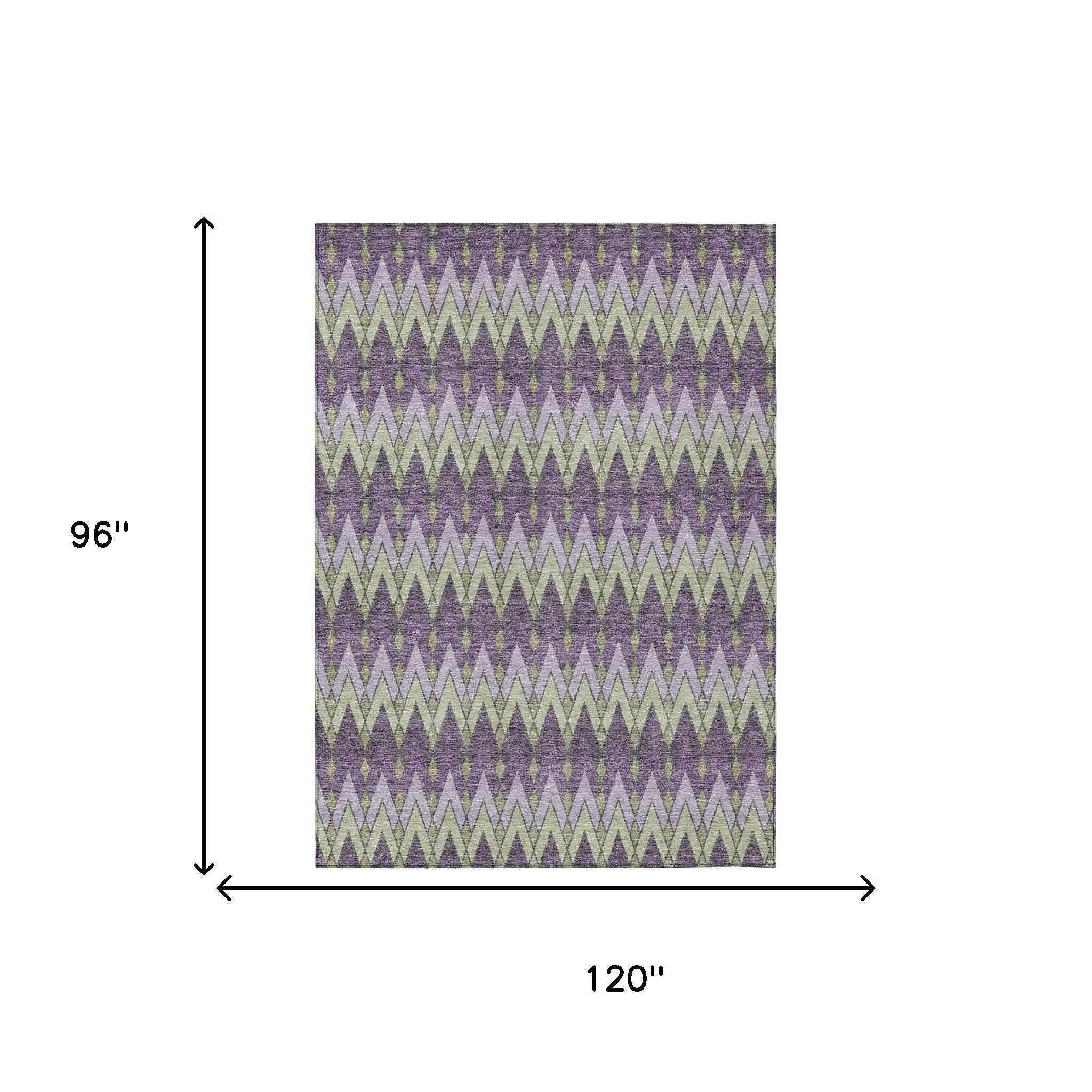 8' X 10' Purple And Plum Geometric Washable Indoor Outdoor Area Rug Homeroots Outdoor