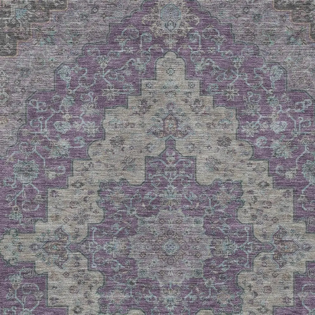 8' X 10' Purple And Plum Medallion Washable Indoor Outdoor Area Rug Homeroots Outdoor