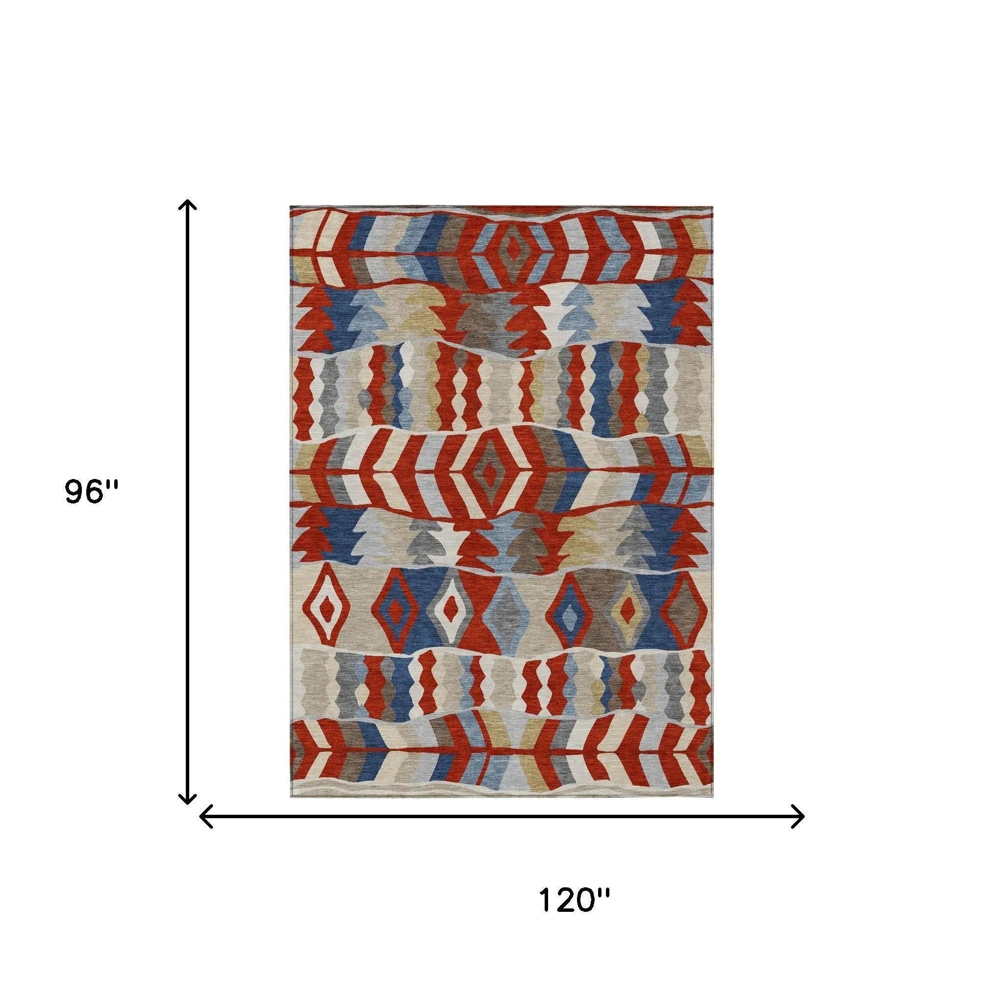 8' X 10' Red And Beige Geometric Washable Indoor Outdoor Area Rug Homeroots Outdoor