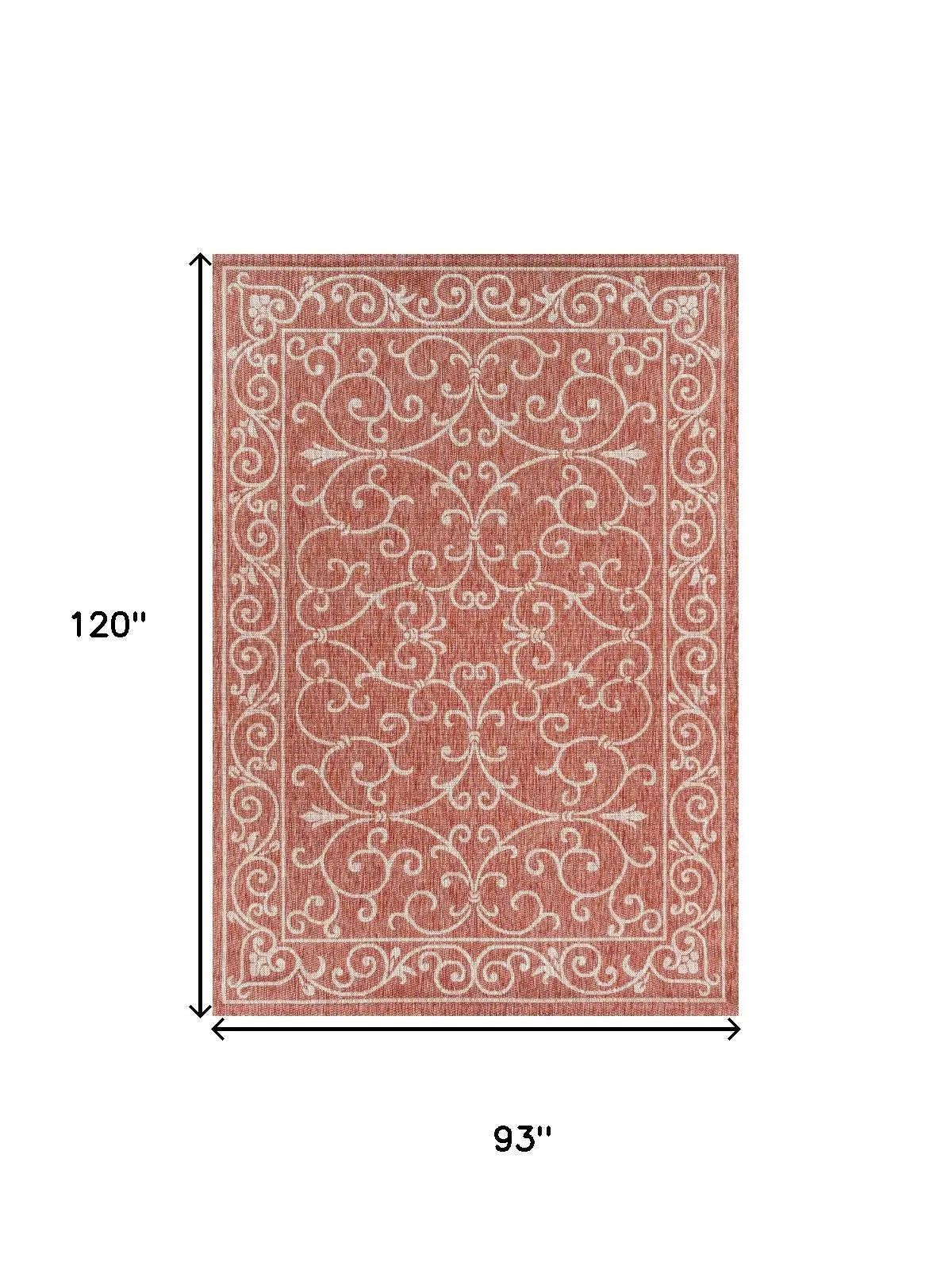 8' X 10' Red And Beige Medallion Indoor Outdoor Area Rug Homeroots Outdoor