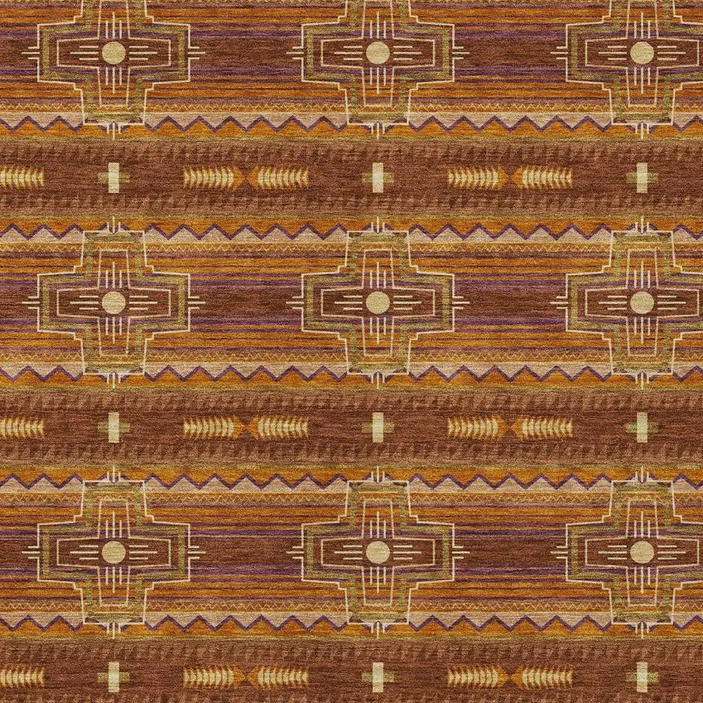 8' X 10' Red And Brown Tribal Washable Indoor Outdoor Area Rug Homeroots Outdoor