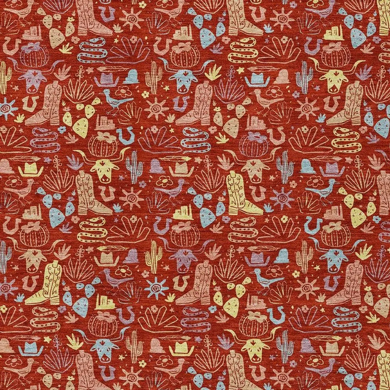 8' X 10' Red And Coral Stars Washable Indoor Outdoor Area Rug Homeroots Outdoor