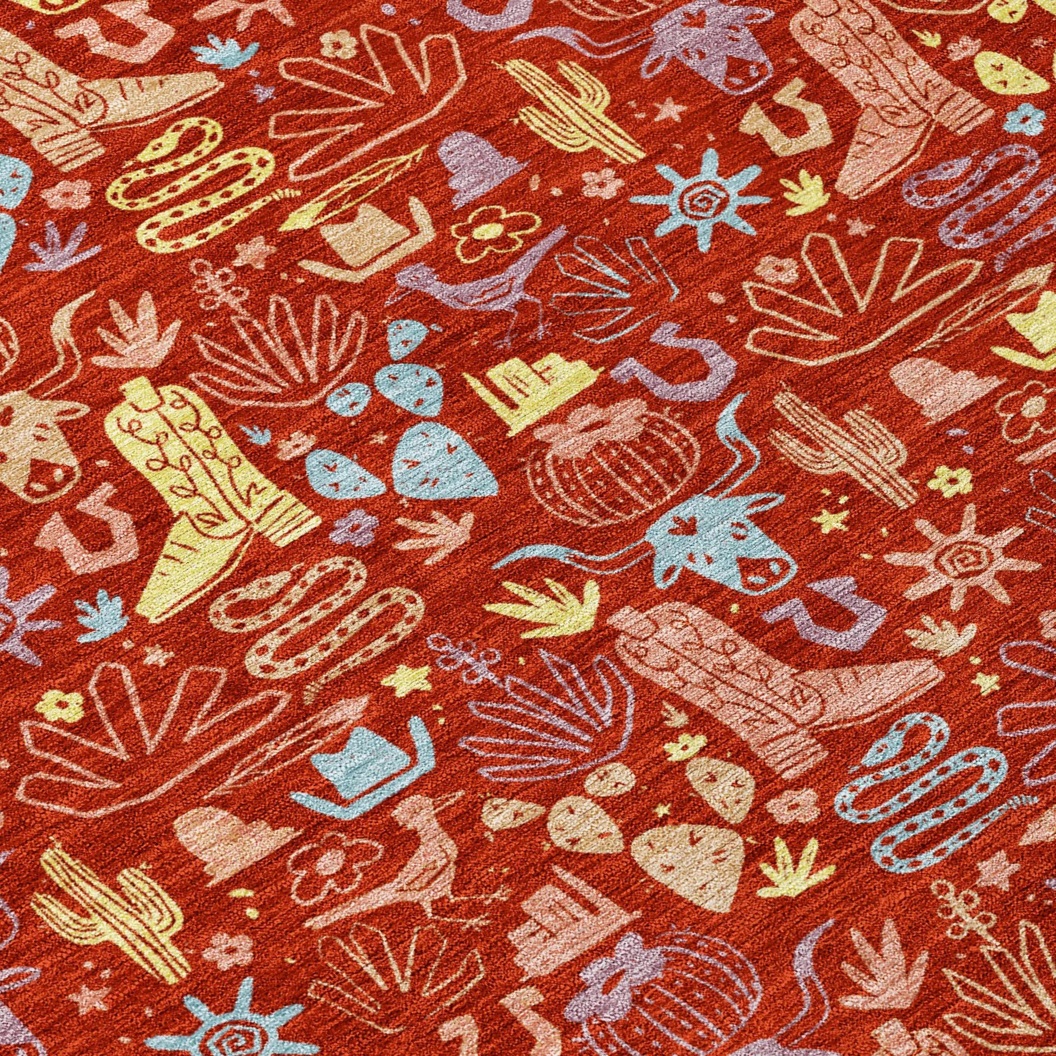 8' X 10' Red And Coral Stars Washable Indoor Outdoor Area Rug Homeroots Outdoor