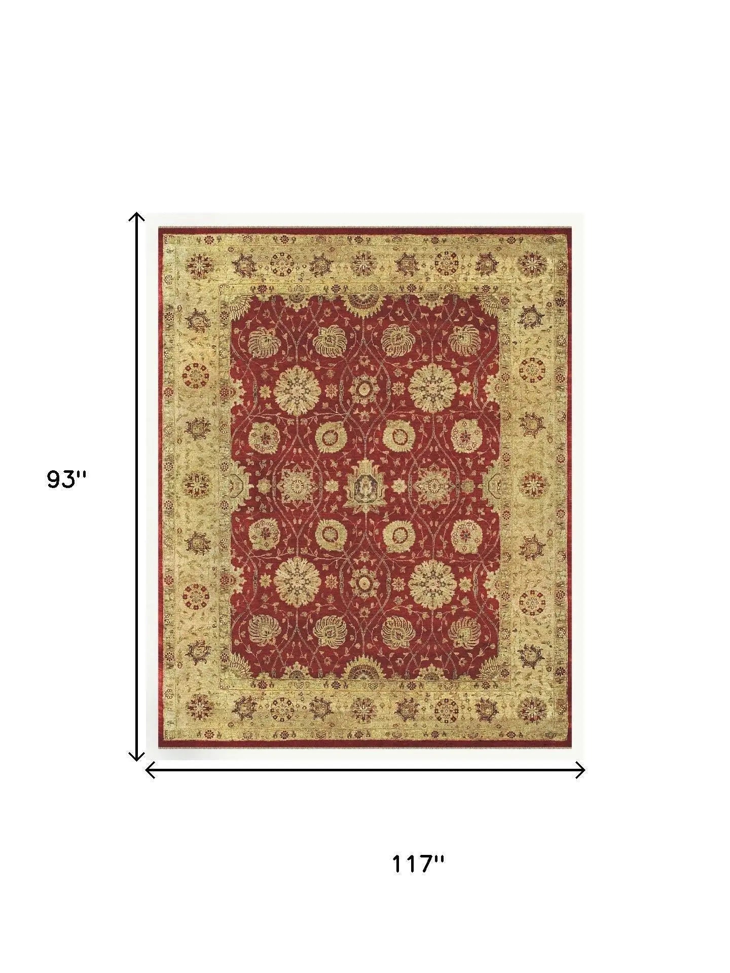 8' X 10' Red And Gold Wool Oriental Hand Knotted Area Rug Homeroots Home Decor
