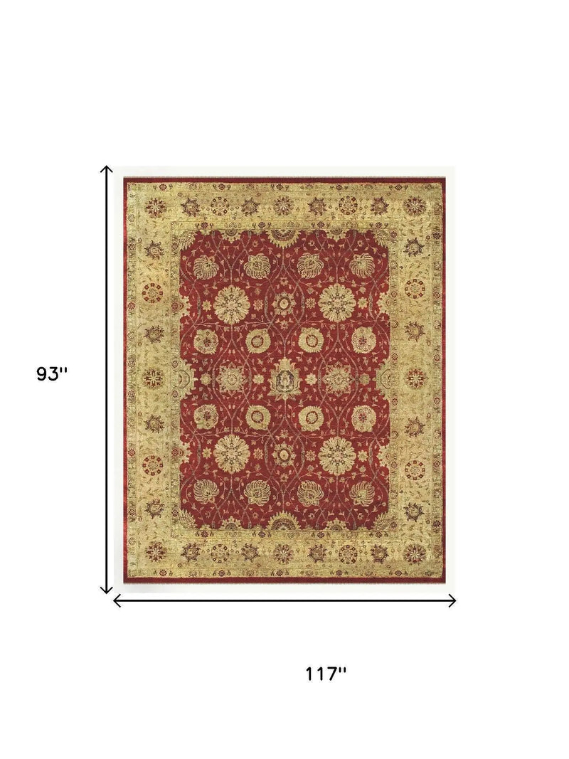 8' X 10' Red And Gold Wool Oriental Hand Knotted Area Rug Homeroots Home Decor