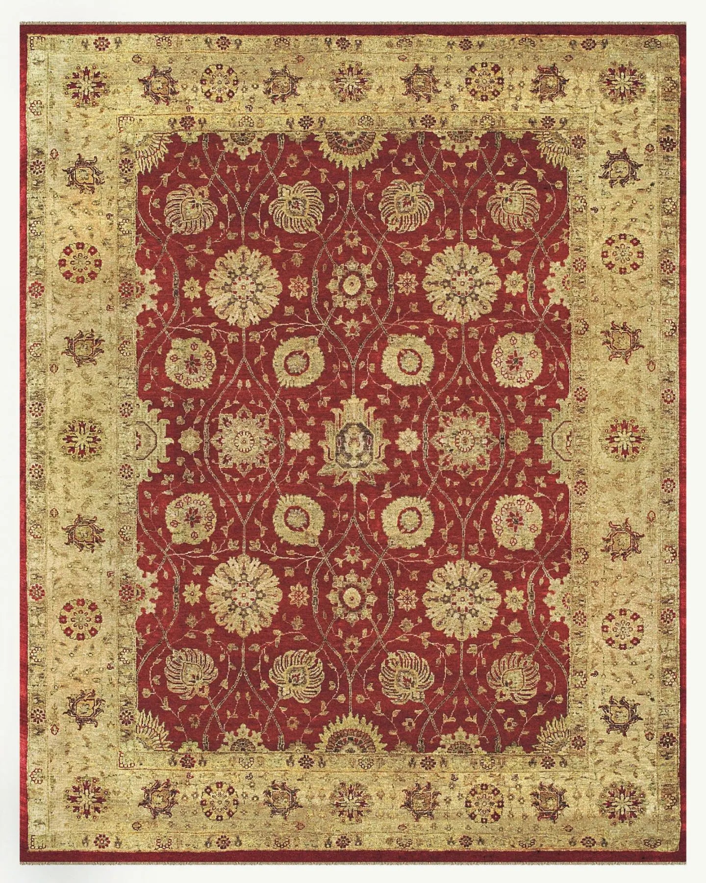 8' X 10' Red And Gold Wool Oriental Hand Knotted Area Rug Homeroots Home Decor
