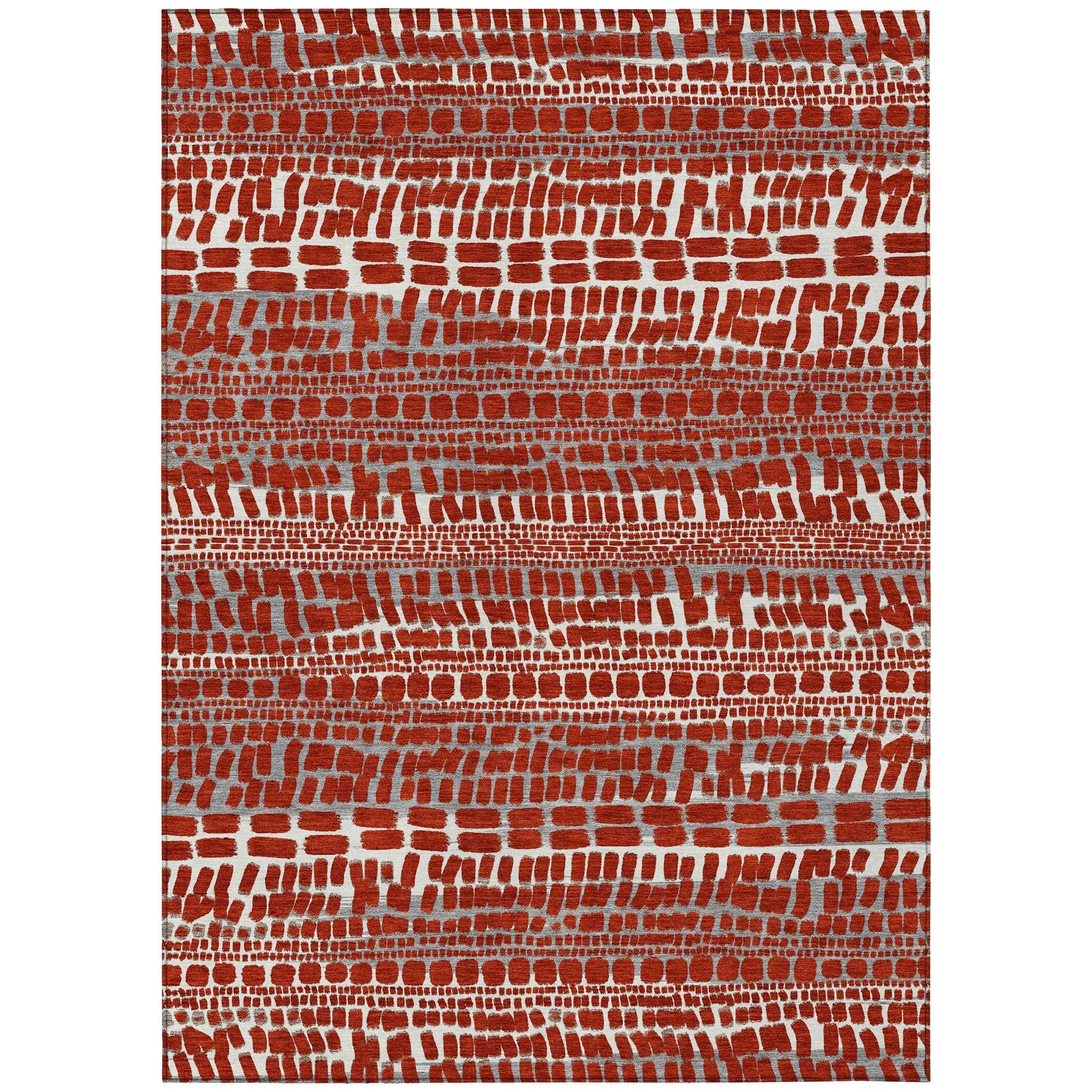 8' X 10' Red And Gray Abstract Washable Indoor Outdoor Area Rug Homeroots Outdoor
