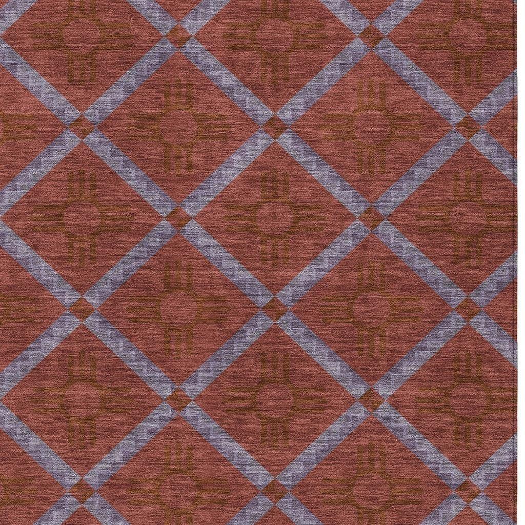 8' X 10' Red And Green Geometric Washable Indoor Outdoor Area Rug Homeroots Outdoor
