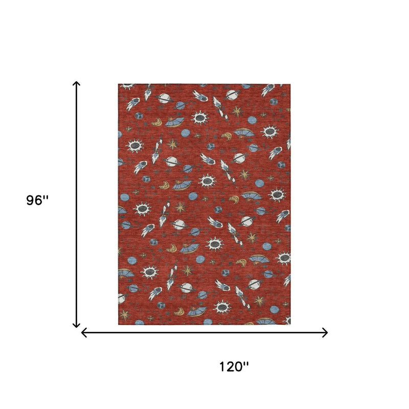 8' X 10' Red And Ivory Animal Print Washable Indoor Outdoor Area Rug Homeroots Outdoor