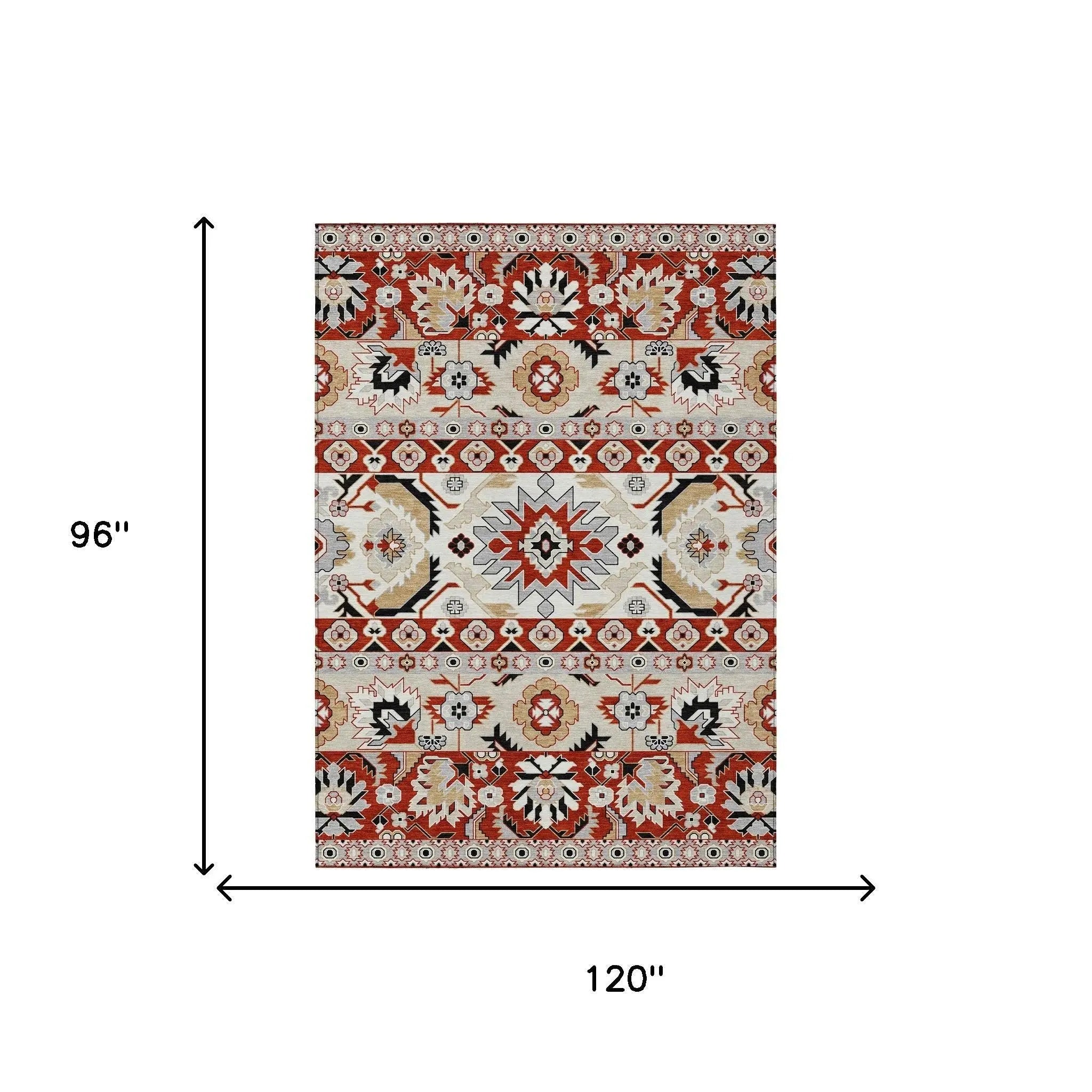8' X 10' Red And Ivory Cactus Washable Indoor Outdoor Area Rug Homeroots Outdoor