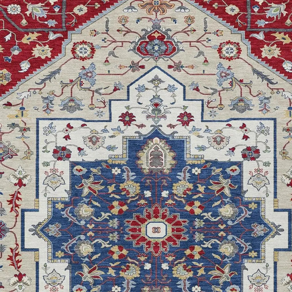 8' X 10' Red And Ivory Floral Medallion Washable Indoor Outdoor Area Rug Homeroots Outdoor