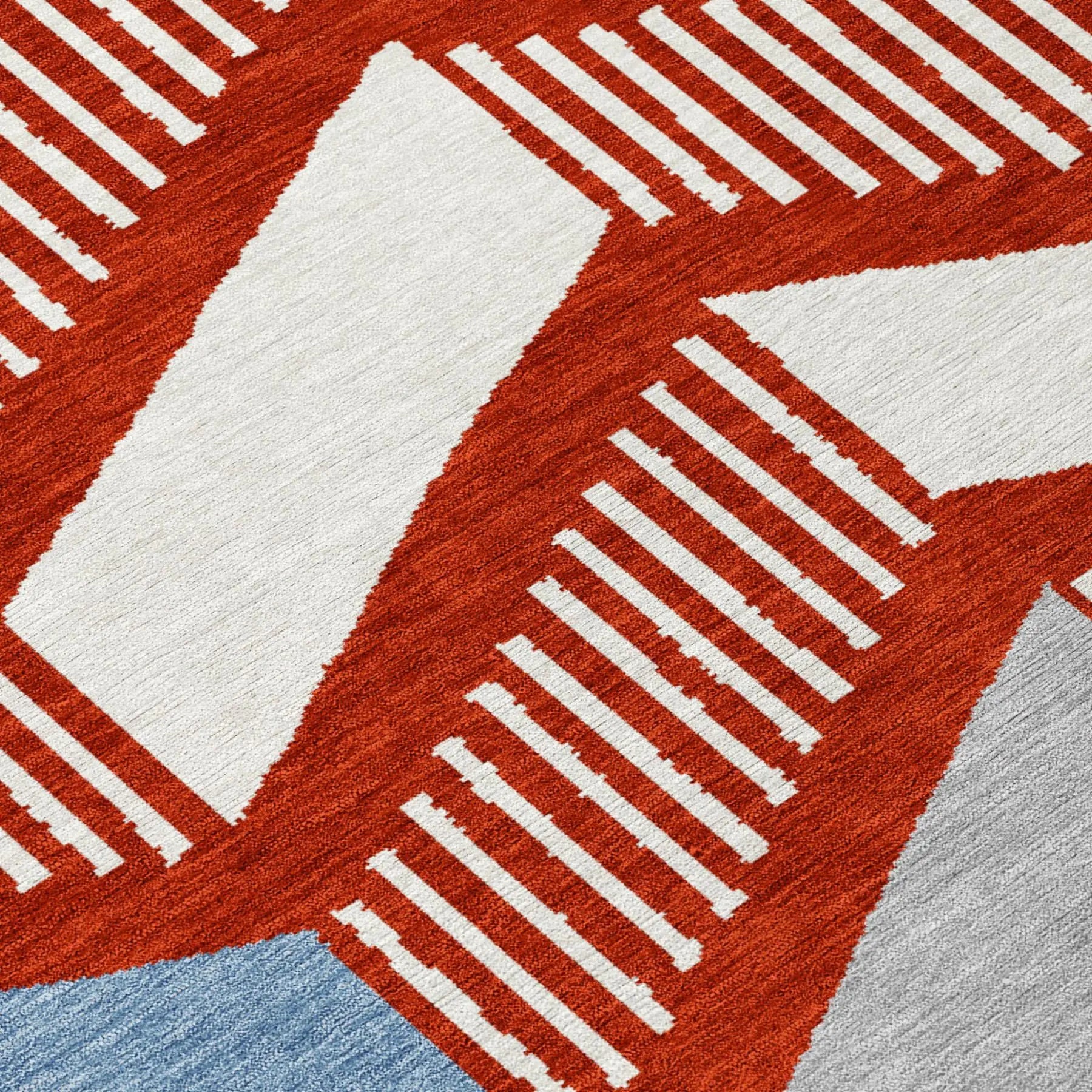 8' X 10' Red And Ivory Geometric Washable Indoor Outdoor Area Rug Homeroots Outdoor