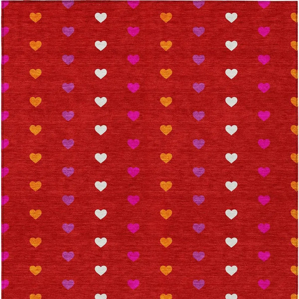 8' X 10' Red And Ivory Geometric Washable Indoor Outdoor Area Rug Homeroots Outdoor