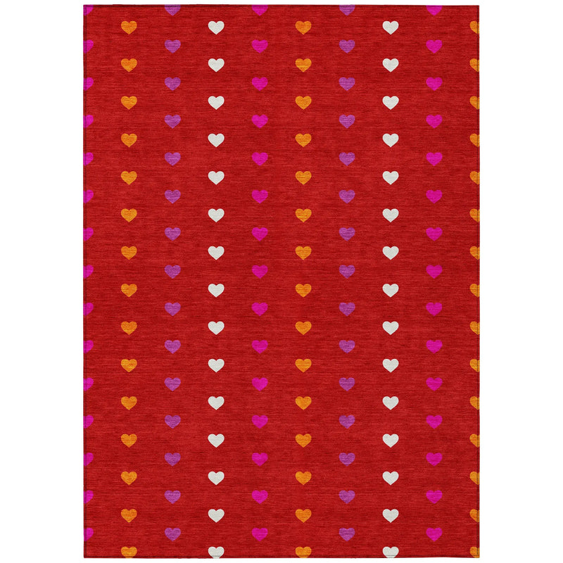 8' X 10' Red And Ivory Geometric Washable Indoor Outdoor Area Rug Homeroots Outdoor