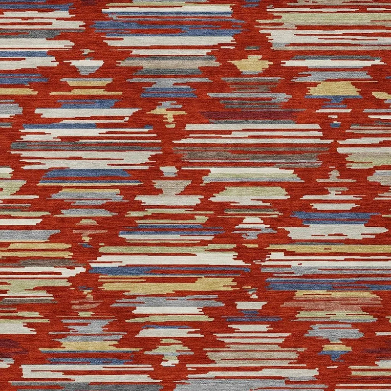 8' X 10' Red And Ivory Southwestern Washable Indoor Outdoor Area Rug Homeroots Outdoor